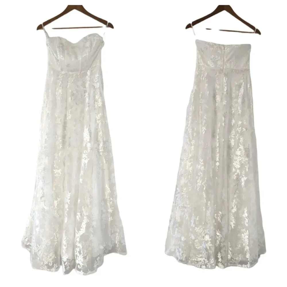 Lulus White Embroidered Strapless Maxi Dress